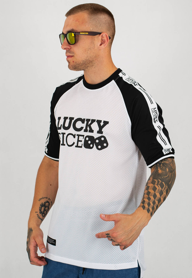 T-shirt Lucky Dice Jersey Seven LD biało czarny