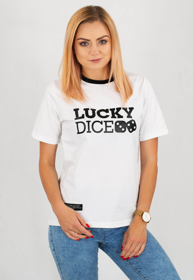 T-shirt Lucky Dice LD biało czarny