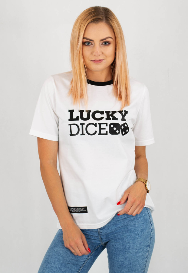 T-shirt Lucky Dice LD biało czarny