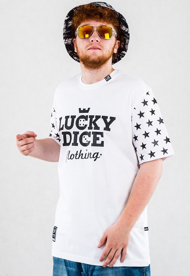 T-shirt Lucky Dice Leader biały