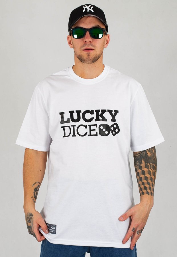 T-shirt Lucky Dice Logo One biały