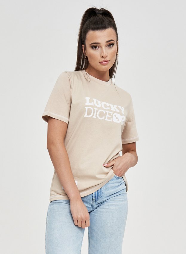 T-shirt Lucky Dice Logo RND beżowy