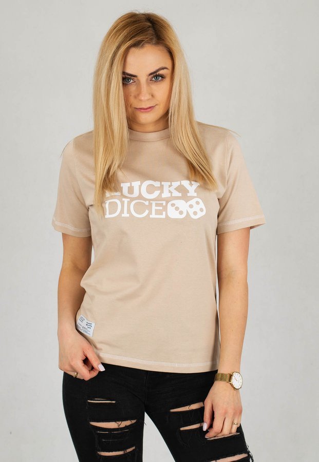 T-shirt Lucky Dice Logo RND beżowy
