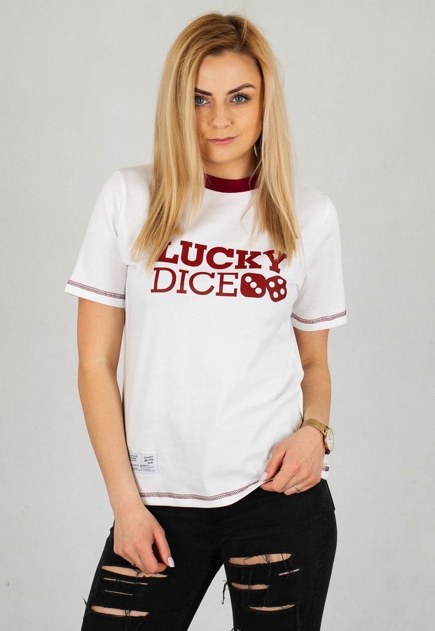 T-shirt Lucky Dice Logo RND biały
