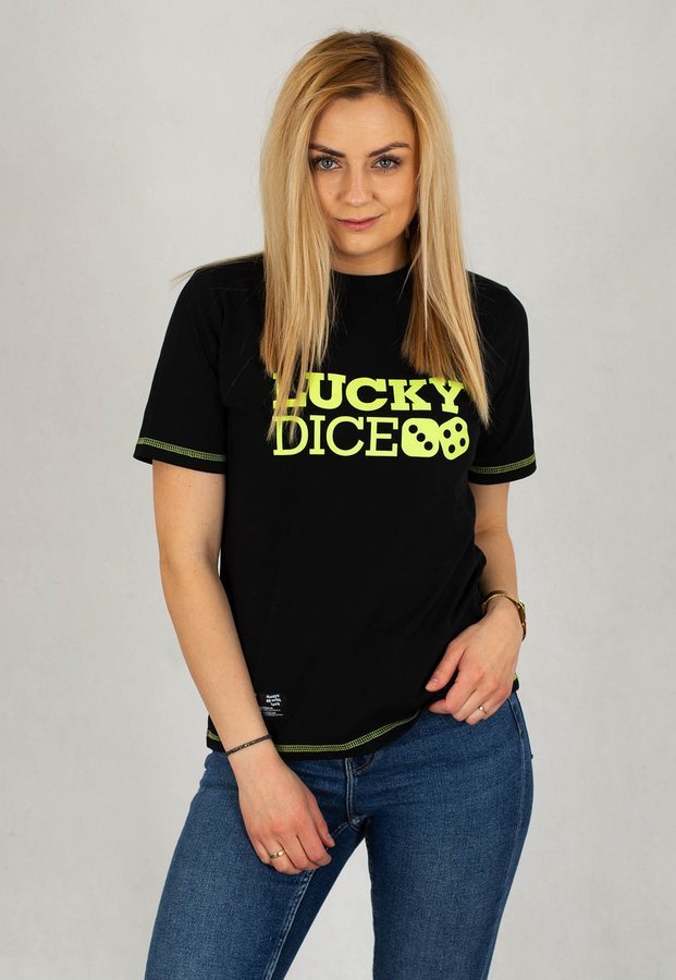 T-shirt Lucky Dice Logo RND czarny