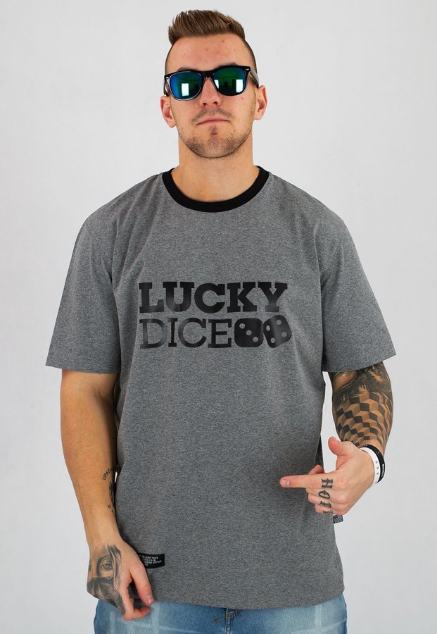 T-shirt Lucky Dice Logo Strip szary 