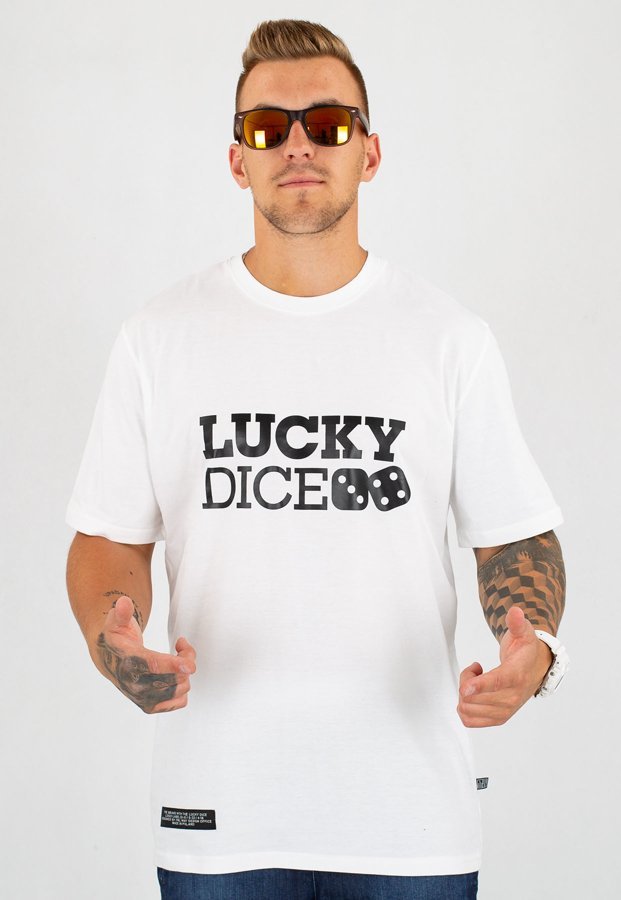 T-shirt Lucky Dice Logo biały