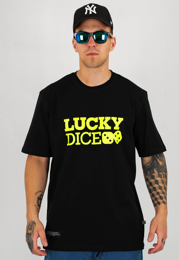 T-shirt Lucky Dice Logo czarno neonowy