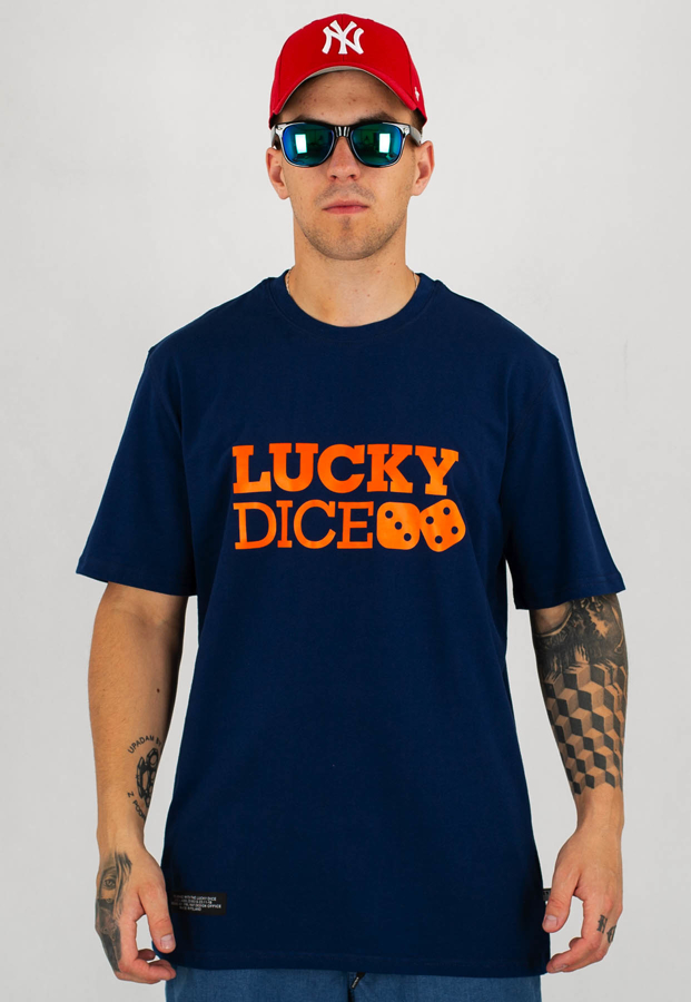 T-shirt Lucky Dice Logo granatowy