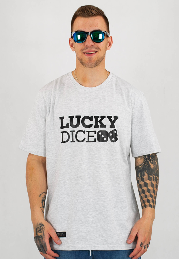 T-shirt Lucky Dice Logo szary