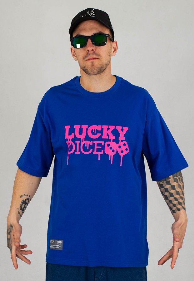 T-shirt Lucky Dice Painted Logo niebieski