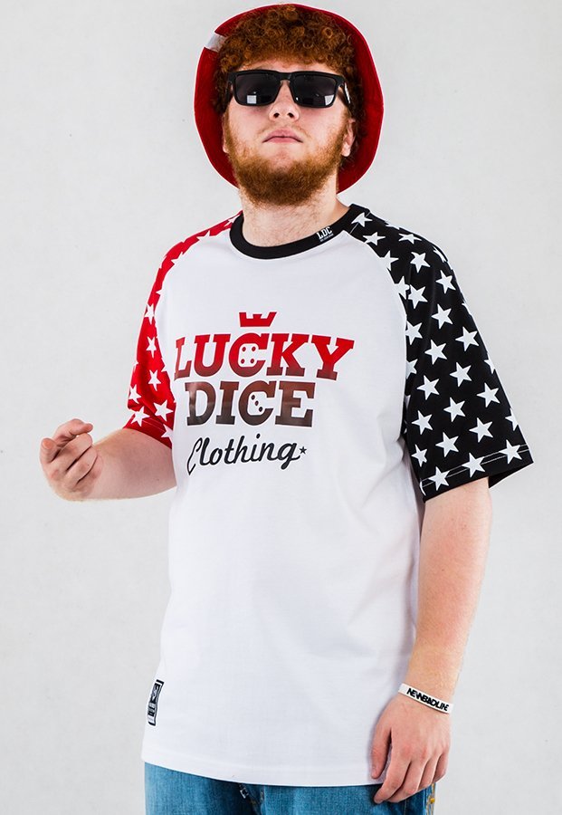 T-shirt Lucky Dice Reglan Star Pattern biały