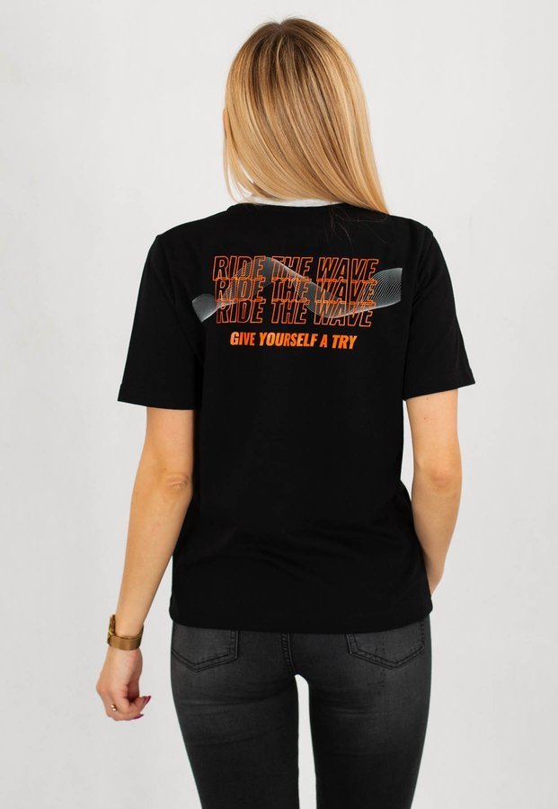T-shirt Lucky Dice Ride The Wave TS Back czarno pomarańczowa