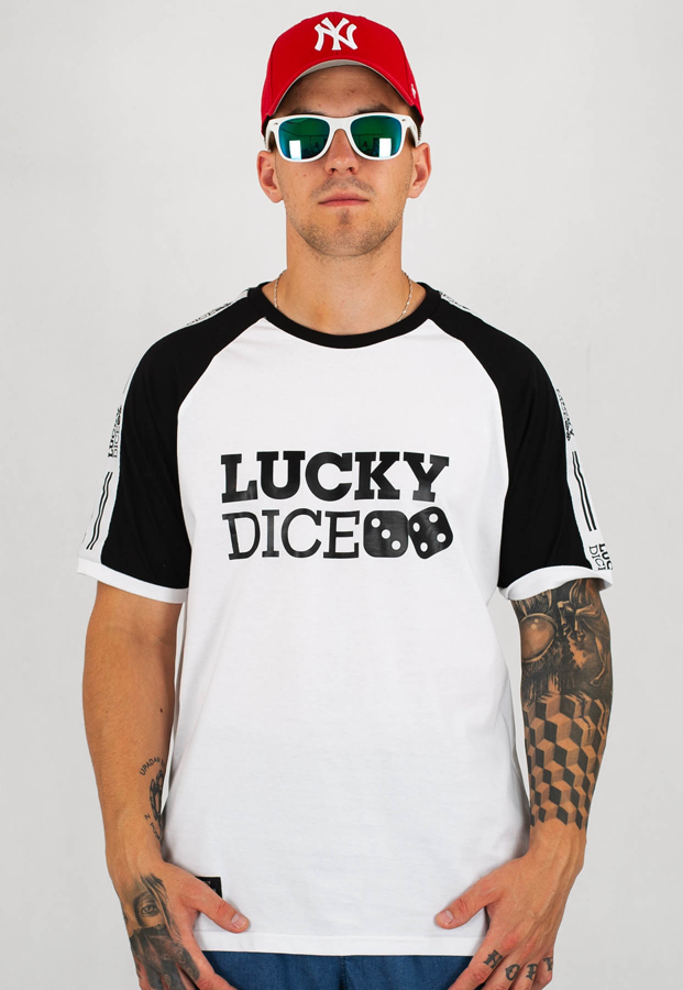 T-shirt Lucky Dice Tape biało czarny