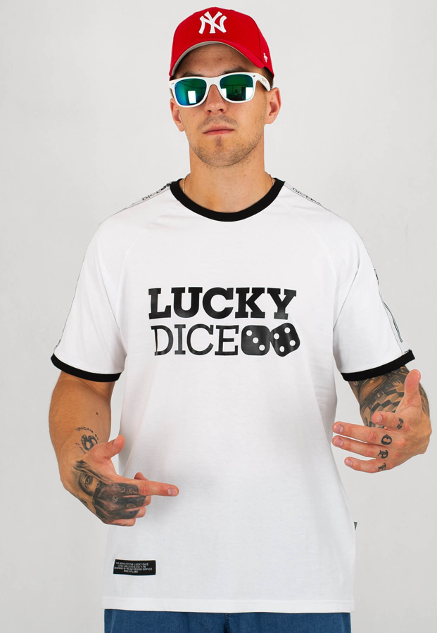T-shirt Lucky Dice Tape biały