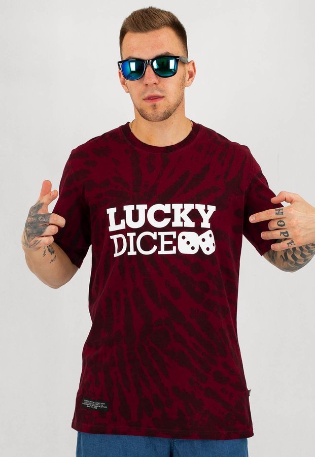 T-shirt Lucky Dice Tie bordowy