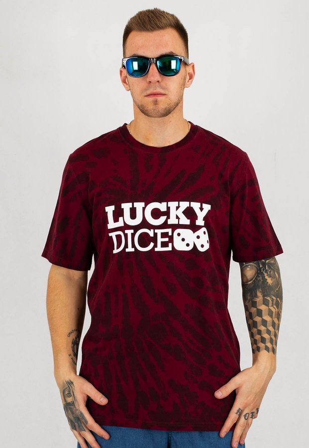 T-shirt Lucky Dice Tie bordowy