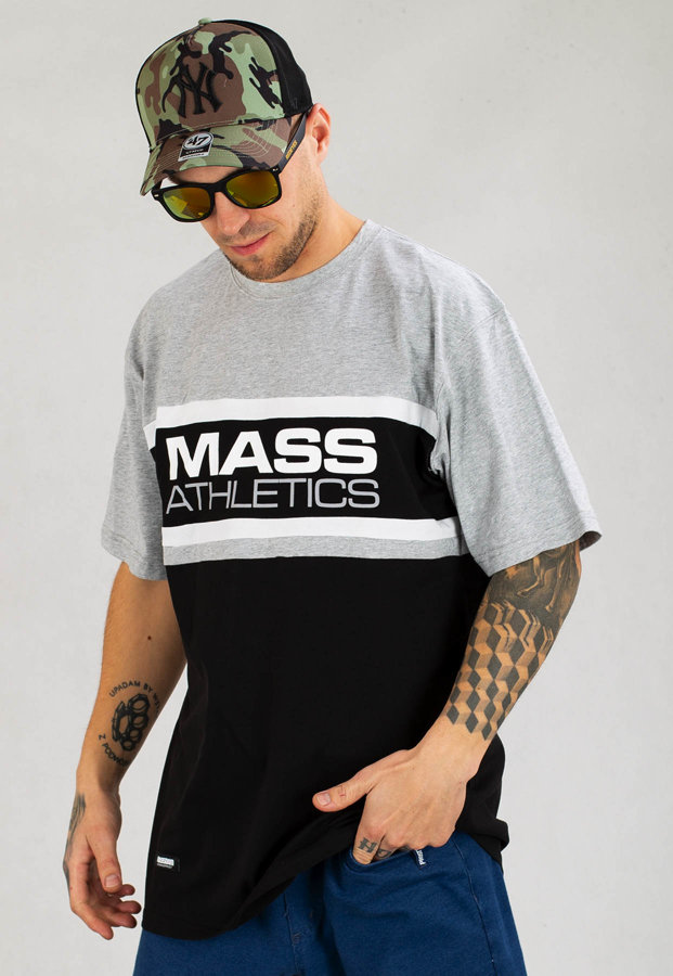 T-shirt Mass Cut szaro czarny