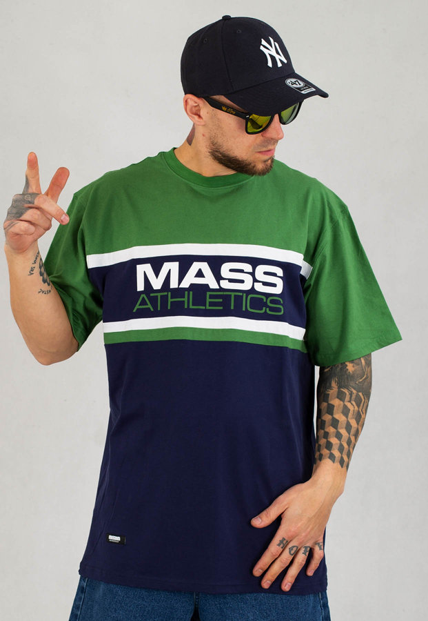 T-shirt Mass Cut zielono granatowy