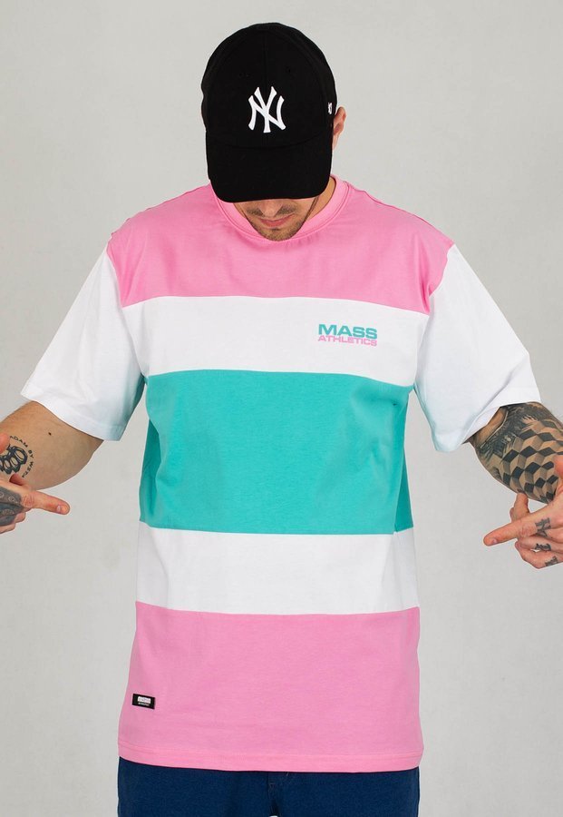 T-shirt Mass Layer różowo turkusowy