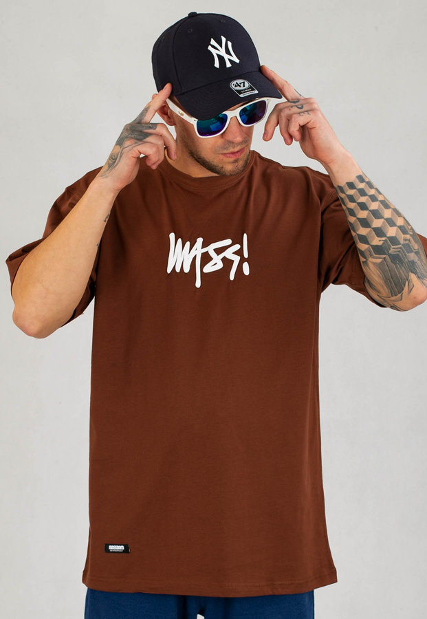 T-shirt Mass Signature 3D brązowy
