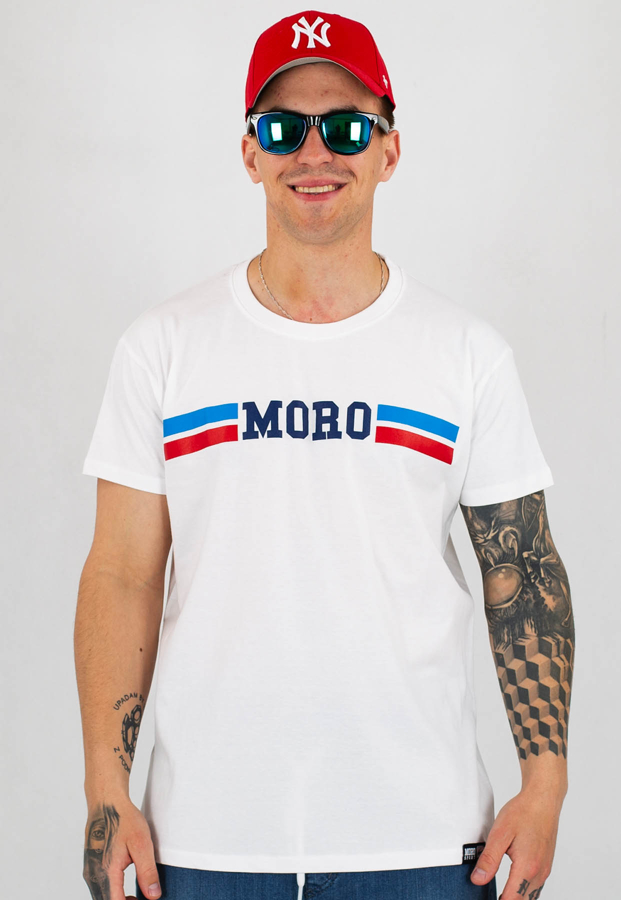T-shirt Moro Sport Blue Red Moro biały