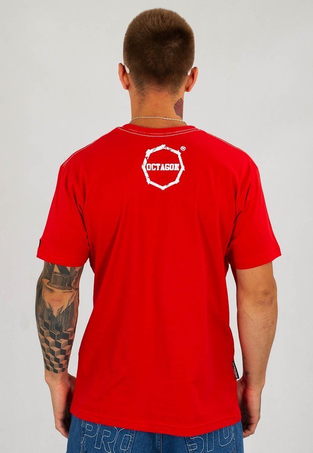 T-shirt Octagon Logo Smash duże czerwony