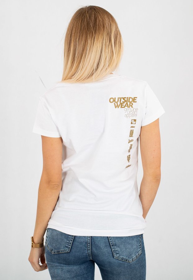 T-shirt Outsidewear Classic biało złoty