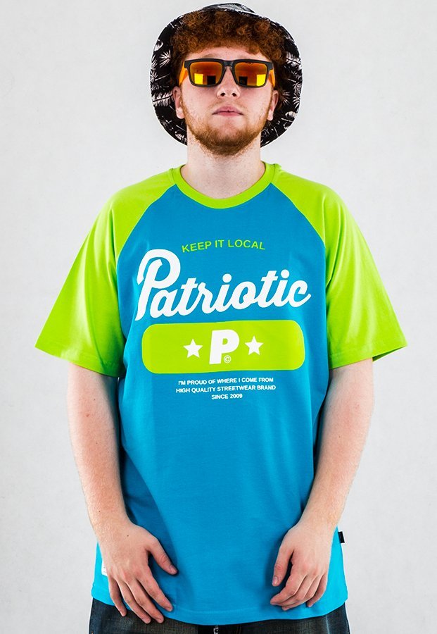 T-shirt Patriotic Base turkusowo limonkowy
