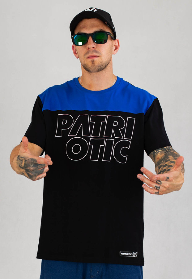 T-shirt Patriotic Cls Contour Shoulder czarno chabrowy