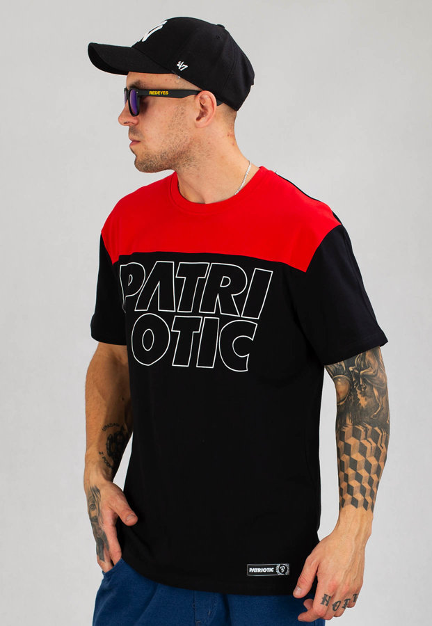 T-shirt Patriotic Cls Contour Shoulder czarno czerwony