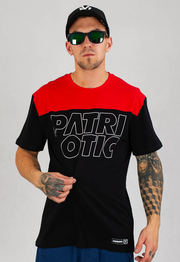 T-shirt Patriotic Cls Contour Shoulder czarno czerwony
