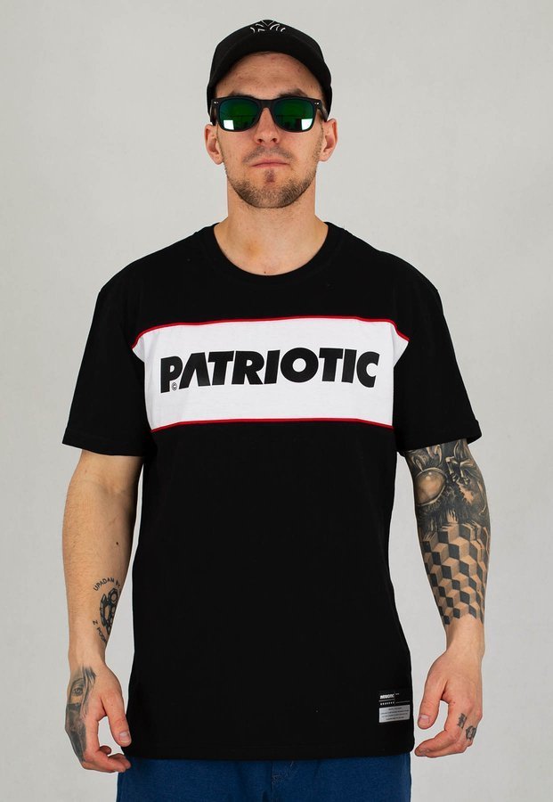 T-shirt Patriotic Double Red F czarno bialy