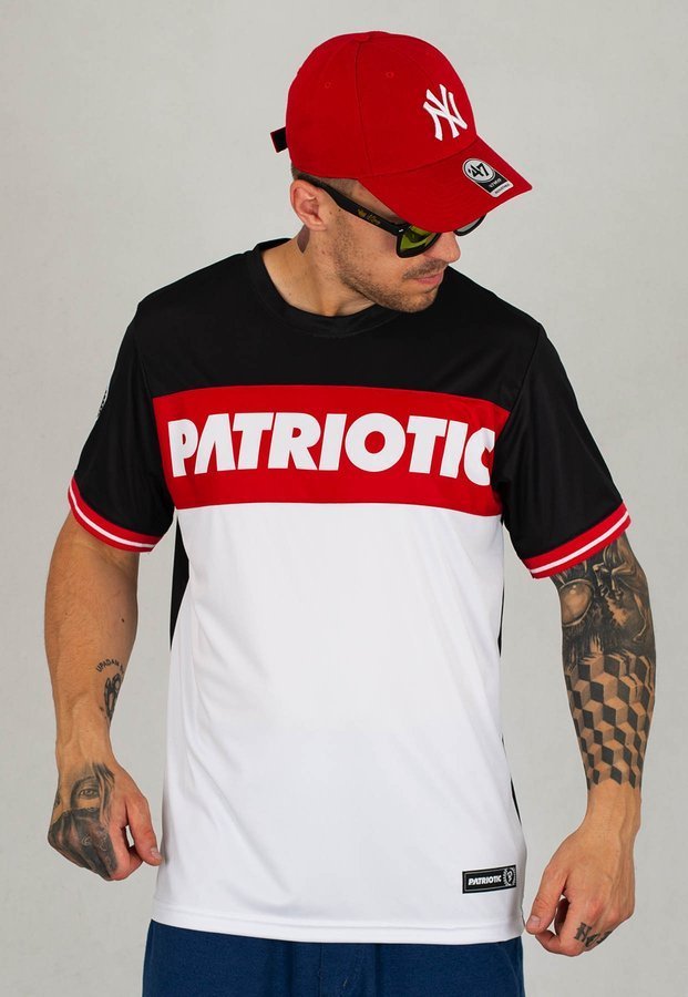T-shirt Patriotic Football II biało czarno czerwony
