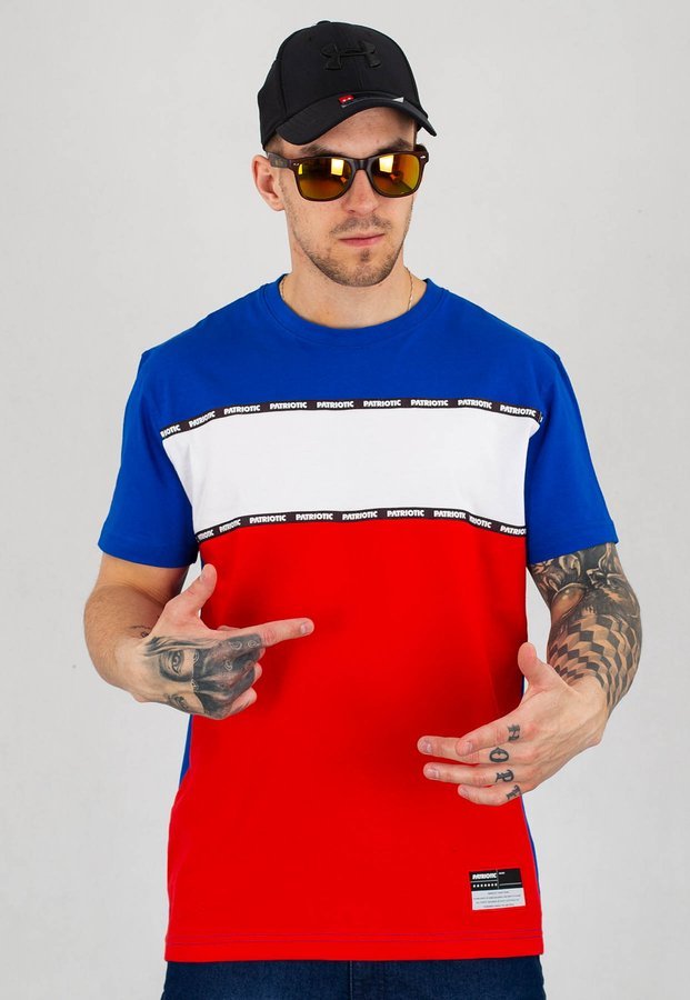 T-shirt Patriotic Futura Double Line biało czerwono niebieski