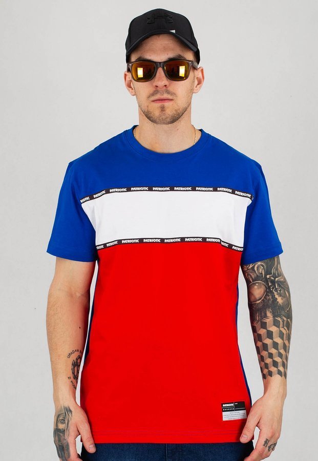 T-shirt Patriotic Futura Double Line biało czerwono niebieski
