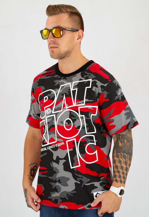T-shirt Patriotic Future 3 Lines camo czerwony