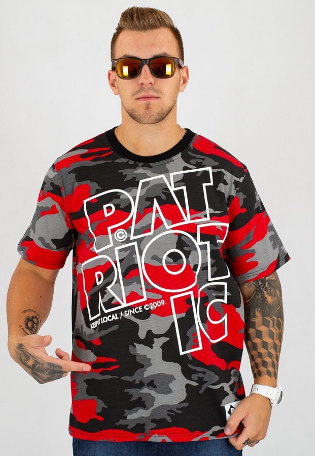 T-shirt Patriotic Future 3 Lines camo czerwony