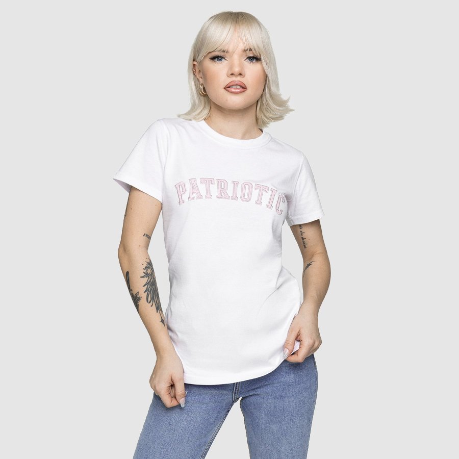 T-shirt Patriotic Girly Patch biały