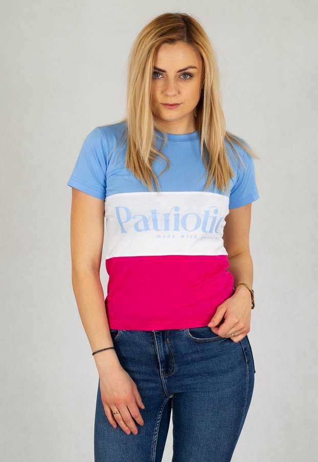 T-shirt Patriotic Made With Passion biało niebiesko fioletowy