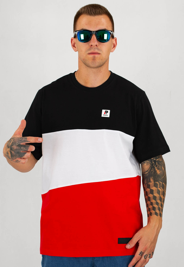 T-shirt Patriotic P App biało czarno czerwony