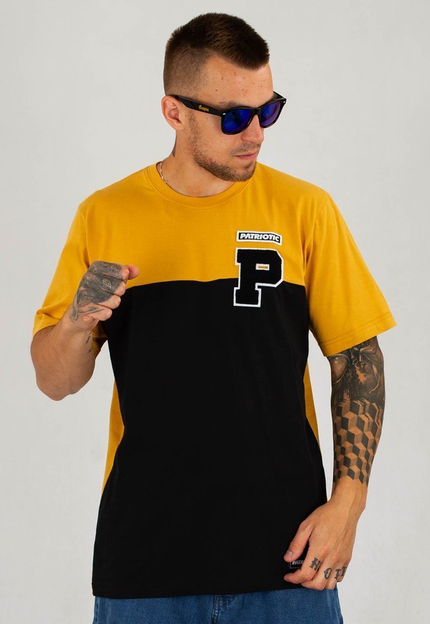 T-shirt Patriotic P-College czarno musztardowy