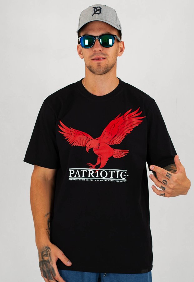 T-shirt Patriotic Red Eagle czarny