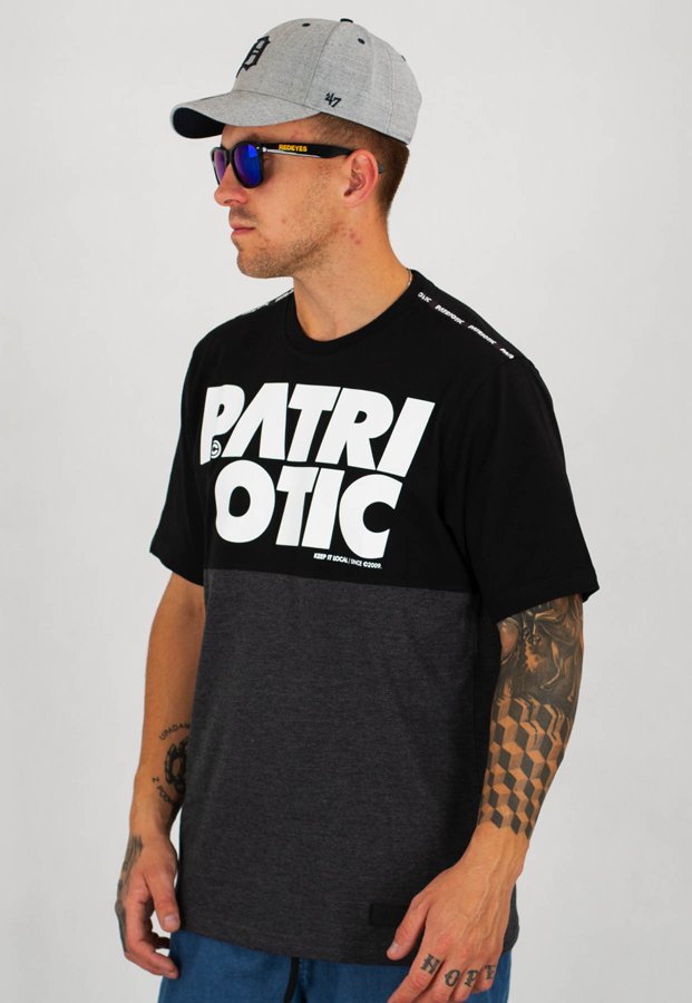 T-shirt Patriotic Shoulder czarno grafitowy