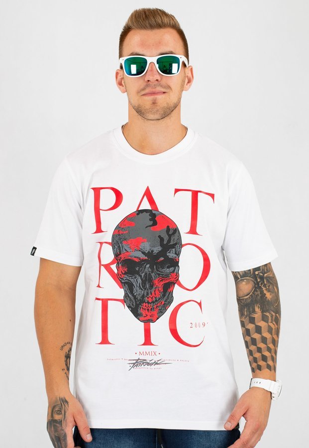 T-shirt Patriotic Skull biały