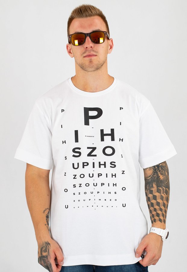 T-shirt PihSzou Optyk biało czarny