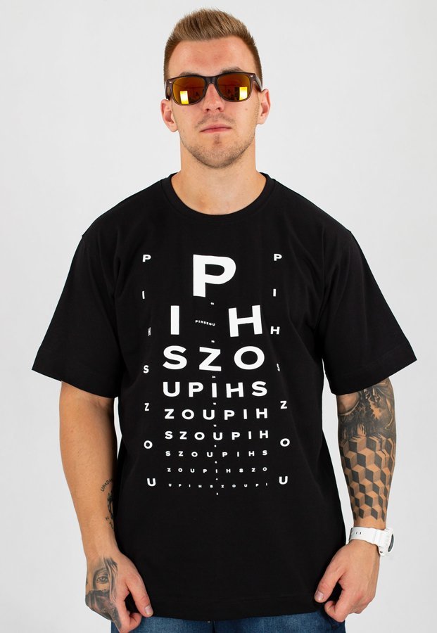 T-shirt PihSzou Optyk czarno biały
