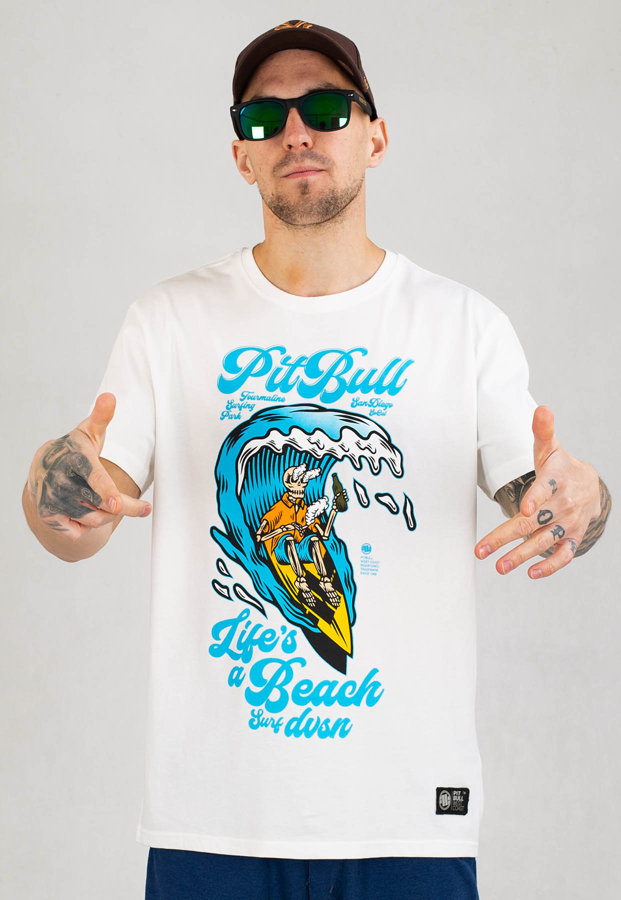T-shirt Pit Bull Beach biały
