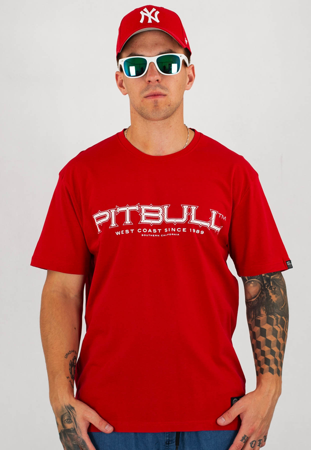 T-shirt Pit Bull Bedscript czerwony
