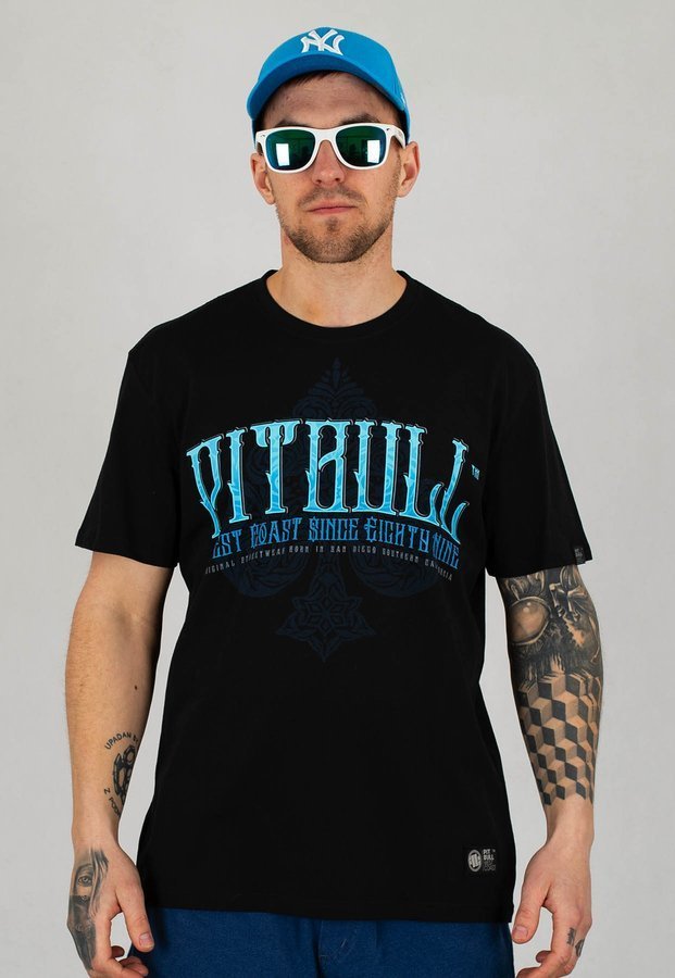 T-shirt Pit Bull Blue Skull czarny
